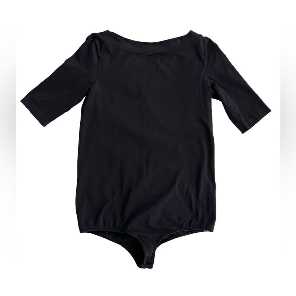 Wolford 3/4 sleeve boatneck sleeve Black Bodysuit, Small